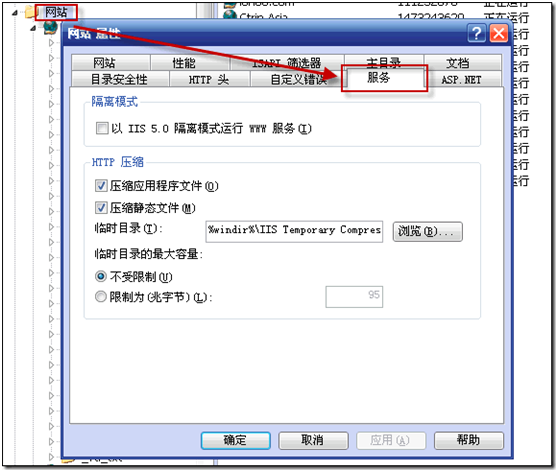 打開IIS，啟用HTTP壓縮服務(wù)